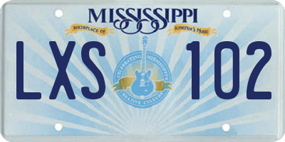 MS license plate LXS102