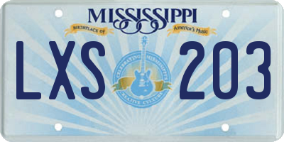 MS license plate LXS203