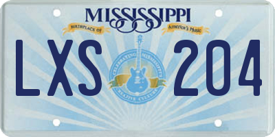 MS license plate LXS204