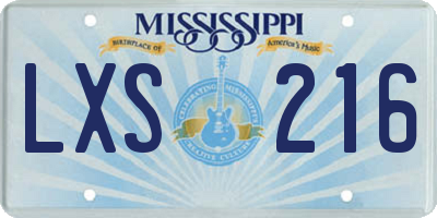 MS license plate LXS216