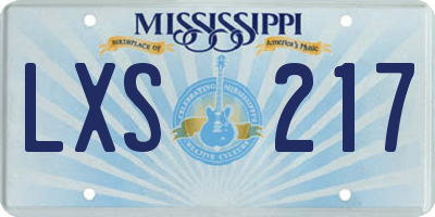 MS license plate LXS217