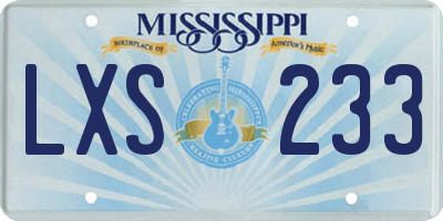MS license plate LXS233