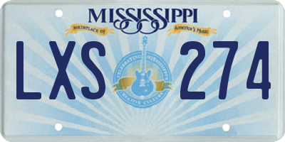 MS license plate LXS274