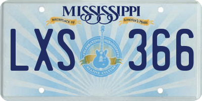 MS license plate LXS366