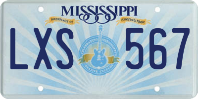 MS license plate LXS567