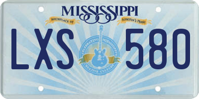 MS license plate LXS580