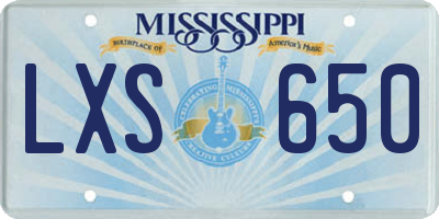 MS license plate LXS650