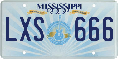 MS license plate LXS666