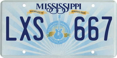 MS license plate LXS667