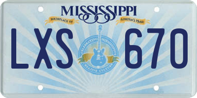 MS license plate LXS670