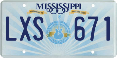 MS license plate LXS671