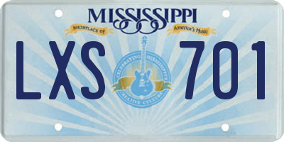 MS license plate LXS701