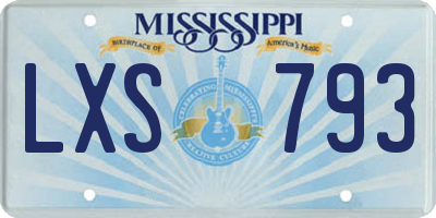 MS license plate LXS793