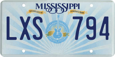 MS license plate LXS794