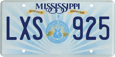 MS license plate LXS925