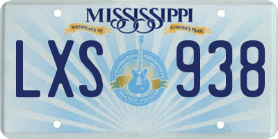 MS license plate LXS938