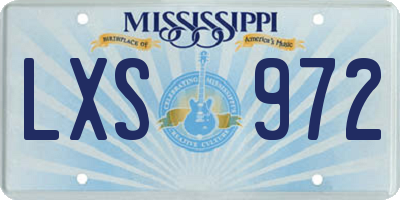 MS license plate LXS972