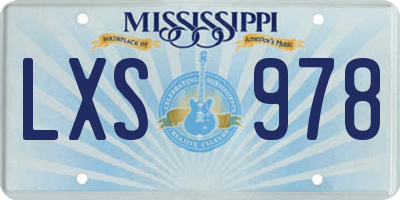 MS license plate LXS978