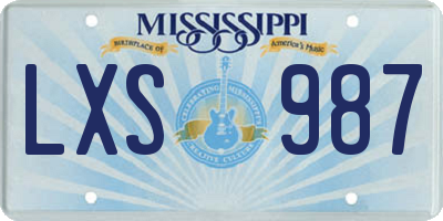 MS license plate LXS987
