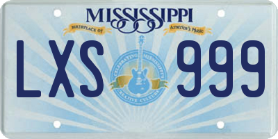 MS license plate LXS999