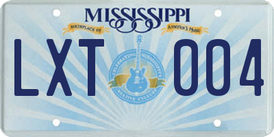 MS license plate LXT004