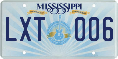 MS license plate LXT006