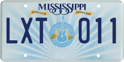 MS license plate LXT011