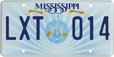 MS license plate LXT014