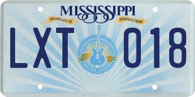 MS license plate LXT018