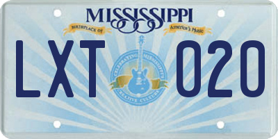 MS license plate LXT020