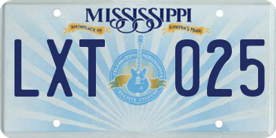 MS license plate LXT025