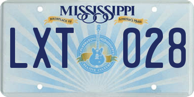 MS license plate LXT028