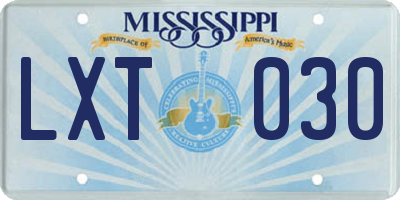 MS license plate LXT030