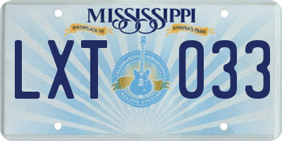 MS license plate LXT033