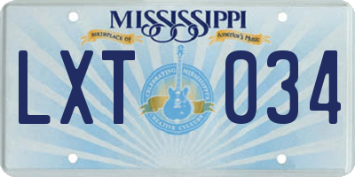 MS license plate LXT034
