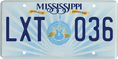 MS license plate LXT036