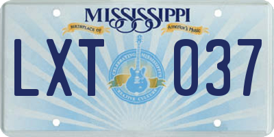 MS license plate LXT037
