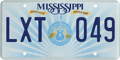 MS license plate LXT049