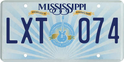 MS license plate LXT074