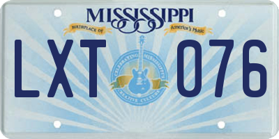 MS license plate LXT076