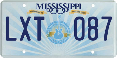 MS license plate LXT087