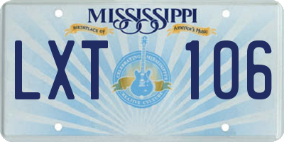 MS license plate LXT106