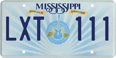 MS license plate LXT111
