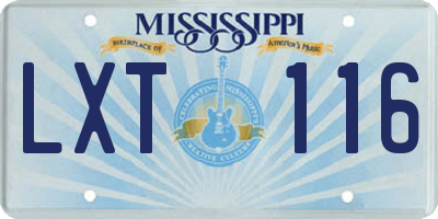 MS license plate LXT116