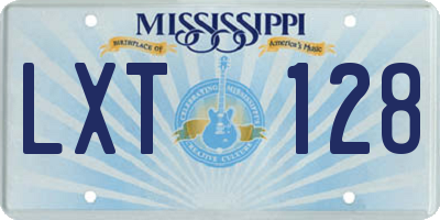 MS license plate LXT128