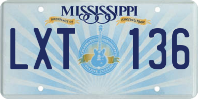 MS license plate LXT136
