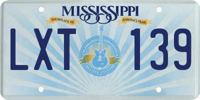 MS license plate LXT139