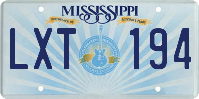 MS license plate LXT194