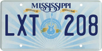 MS license plate LXT208