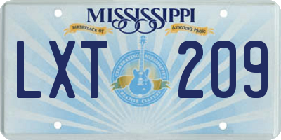 MS license plate LXT209
